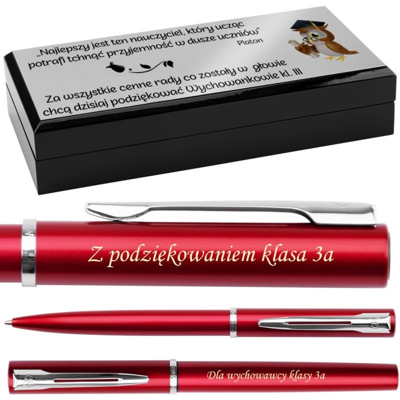 Zestaw Waterman Allure czerwony CT: pióro i długopis z grawerem