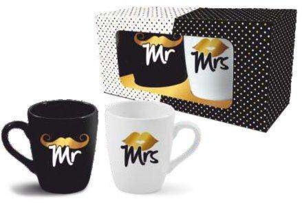 Zestaw 2 kubków BLACK & WHITE Mr / Mrs do wspólnych chwil