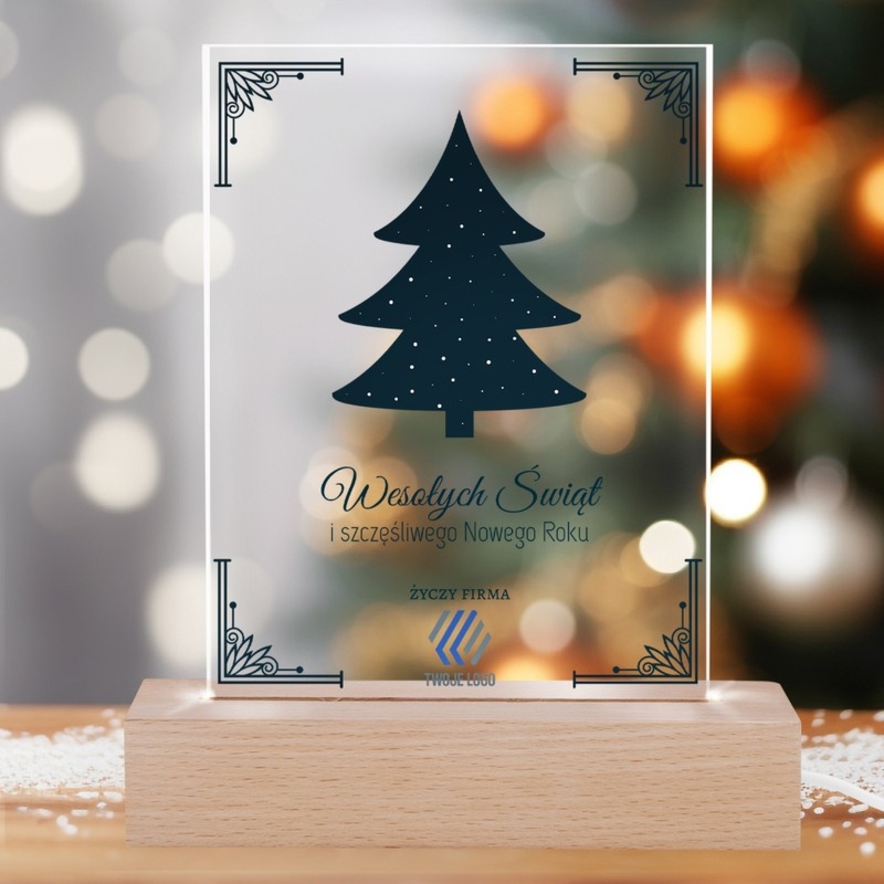 Bożonarodzeniowa ramka LED z personalizacją logo i dedykacją