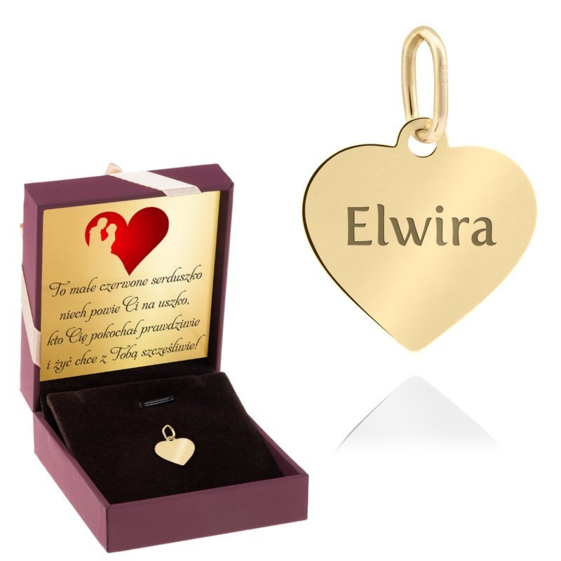 Na walentynki: Złoty wisiorek serce 585 z grawerem i dedykacją