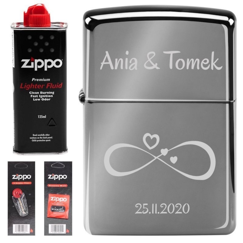 Zapalniczka Zippo Black Ice Z150 z grawerem zdjęcia + knoty i kamienie