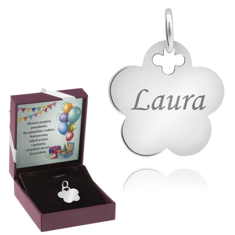 Wisiorek chmurka ze srebra 925 z grawerem jednostronnym