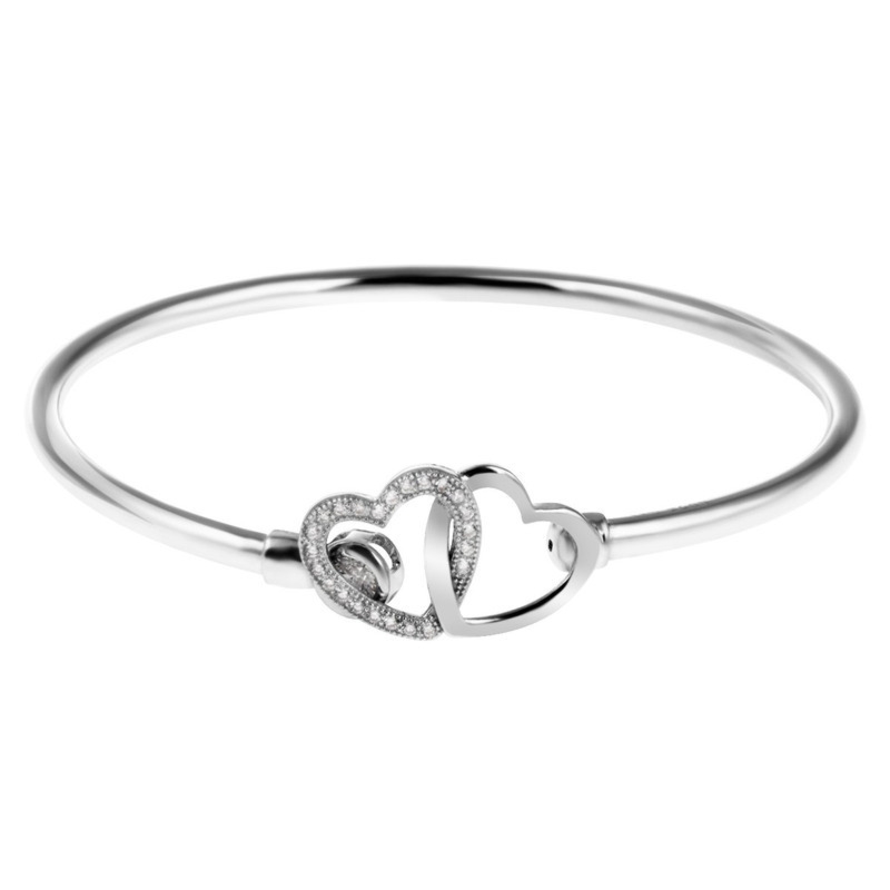 Na rocznicę okrągła bransoletka srebrna pr.925 złączone serca