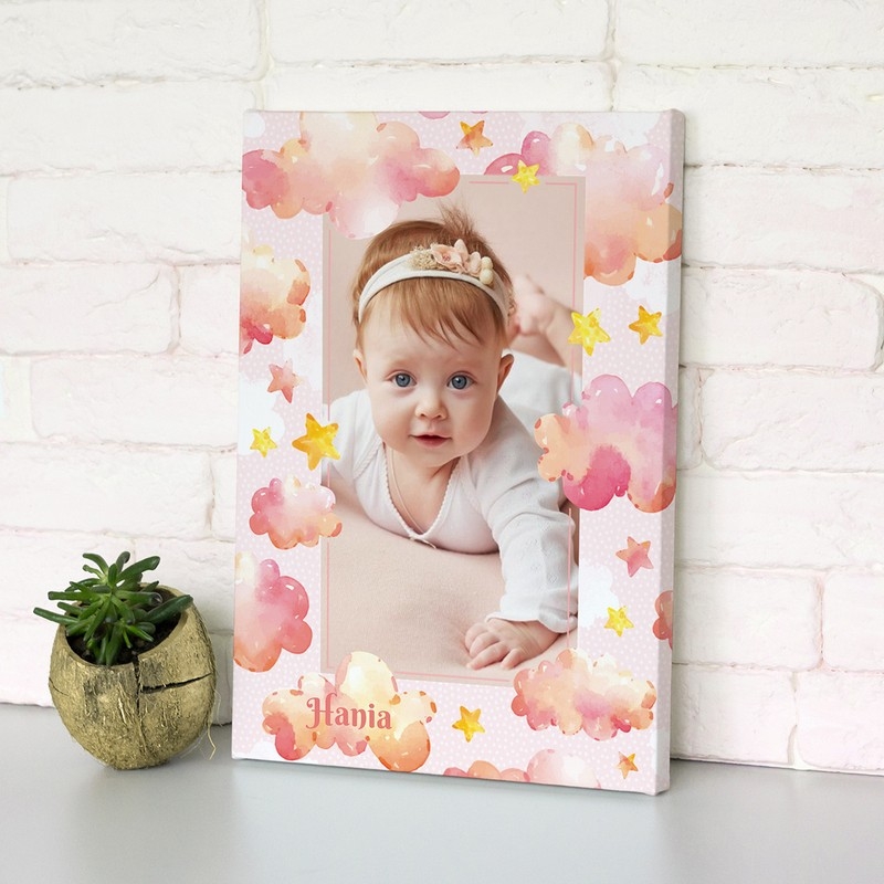 Image of Obraz dla dziewczynki różowe chmury 60 x 90 cm