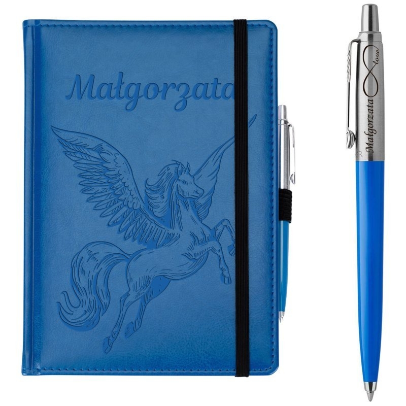 Zestaw notes Nebraska błękitny i długopis Parker z grawerem