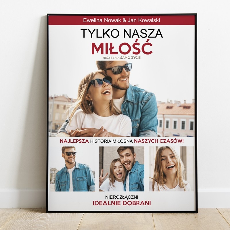 Image of Plakat dla chłopaka dziewczyny / Najlepsza historia miłosna / Prezent na walentynki urodziny / 30x40 cm / szkło