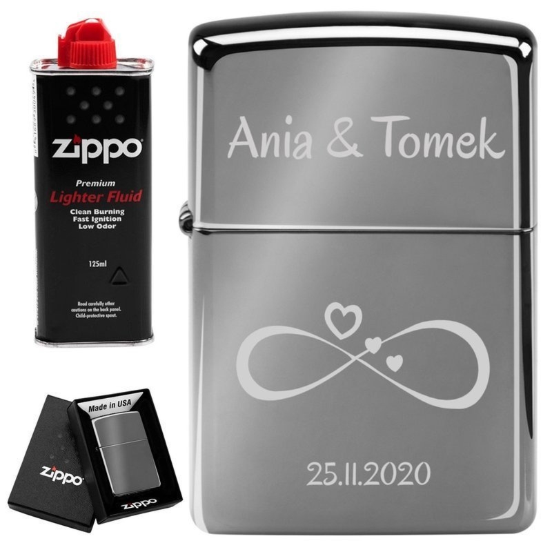 Zestaw Zippo Black Ice Z150 błyszcząca z grawerem zdjęcia
