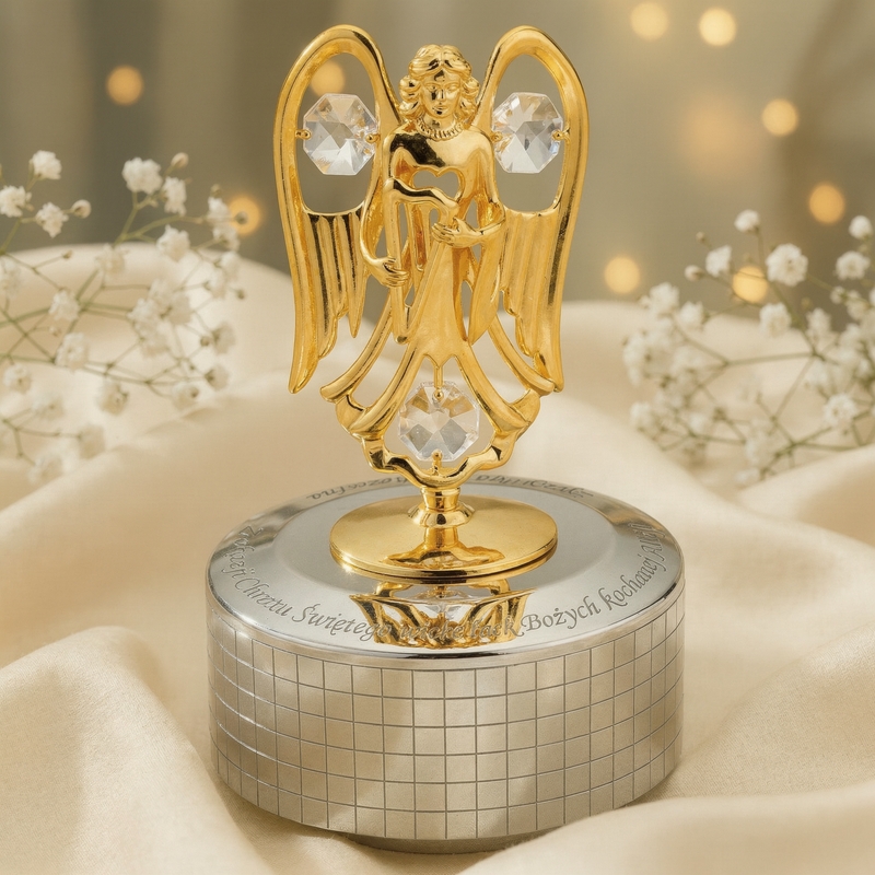 Pozytywka Pozłacany Anioł Prezent na Chrzest GRAWER