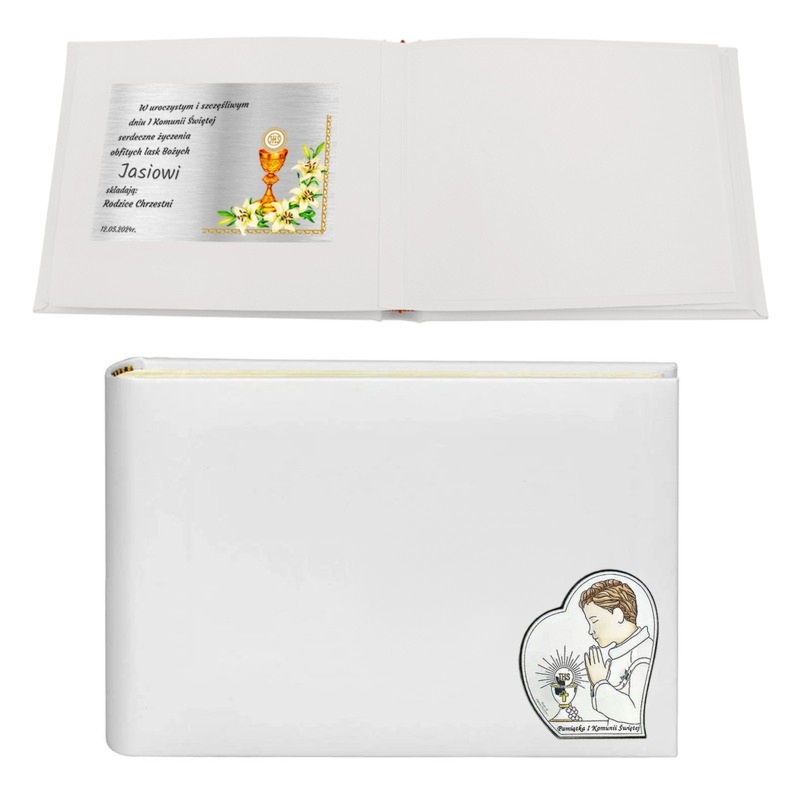 Album na zdjęcia Pamiątka I Komunia Św. Srebro Dedykacja