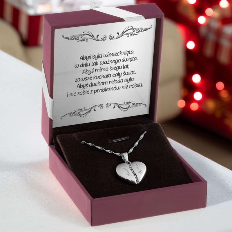 Wisiorek serce z cyrkoniami srebro 925 z grawerem i dedykacją