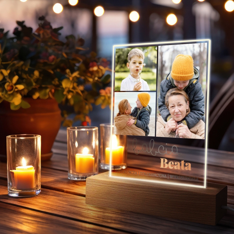 Na Dzień Babci personalizowana ramka z akrylowego szkła LED