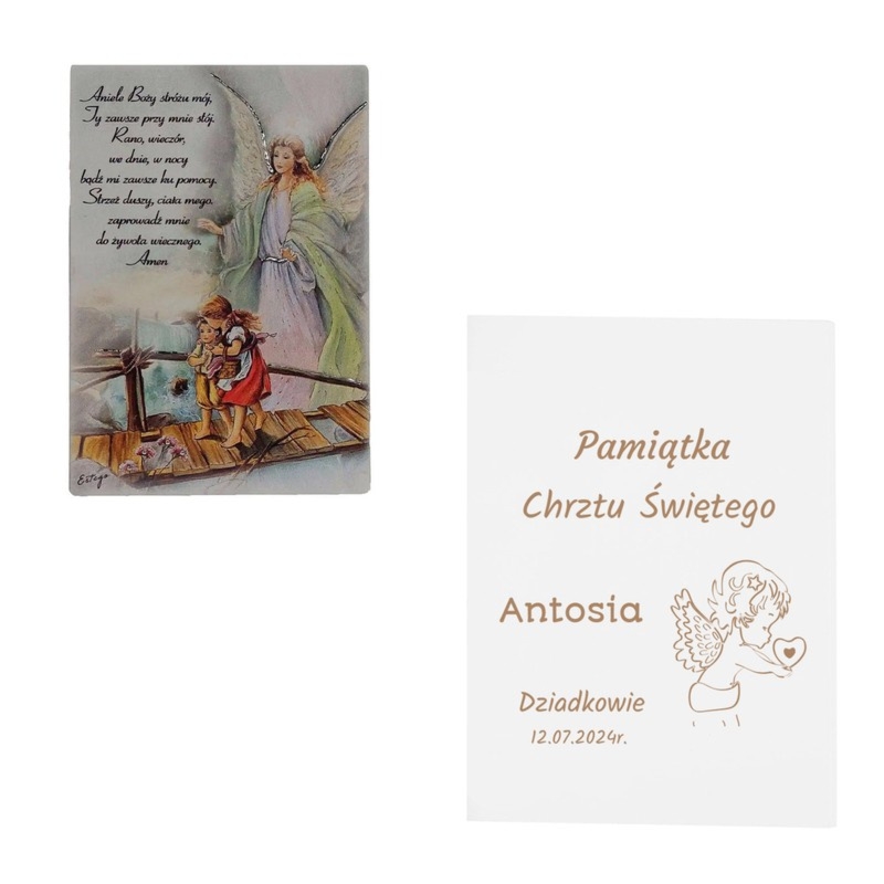 Na ślub: ręcznie malowany obrazek Świętej Rodziny z grawerem