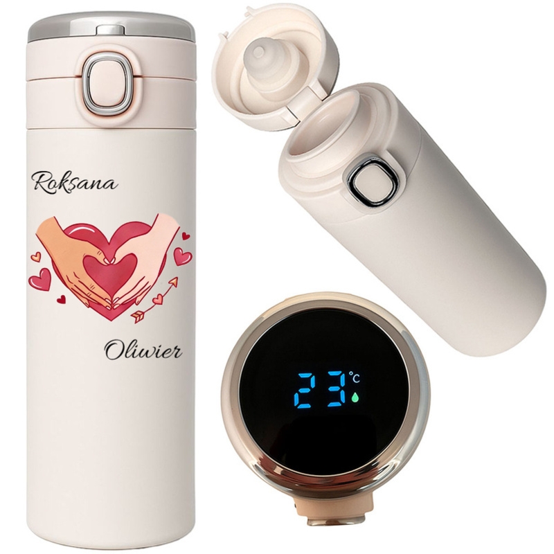 Walentynki: Kubek termiczny LED z nadrukiem UV dla par personalizowany