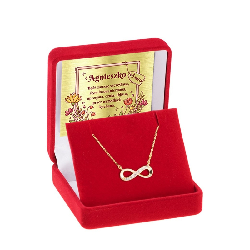 Na urodziny pozłacany naszyjnik nieskończoność z dedykacją