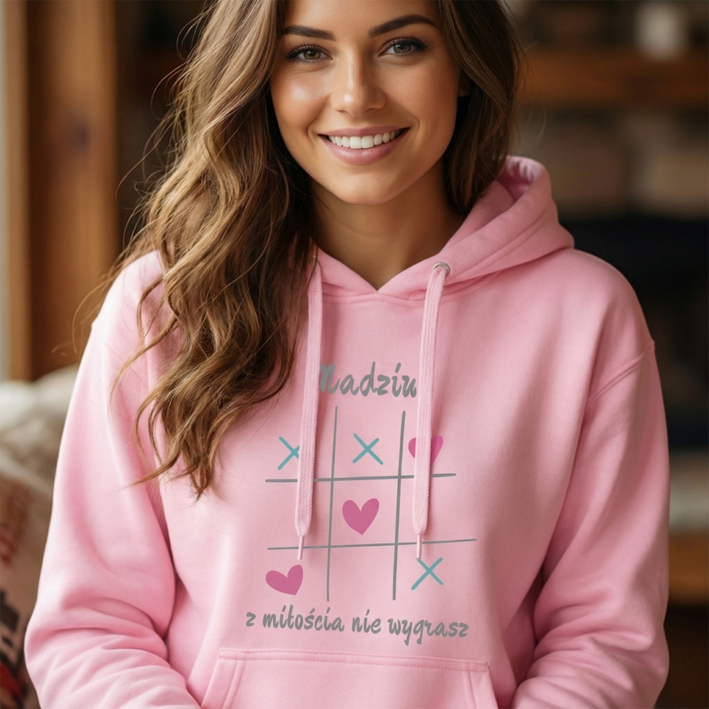 Personalizowana bluza damska z imieniem – różowa bluza z nadrukiem miłosnym
