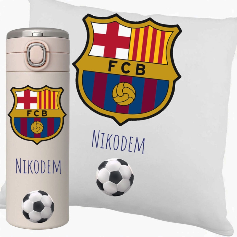 Personalizowany kubek termiczny LED + poduszka dla fana FC Barcelony