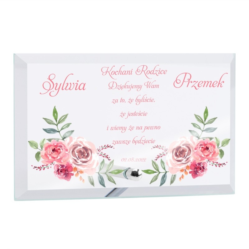 Szklana statuetka z kolorowym nadrukiem, Twój tekst i grafika