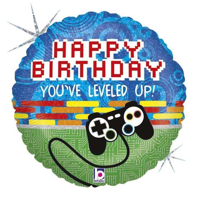 Image of Balon Foliowy Happy Birthday Game On Kontroler 46 cm