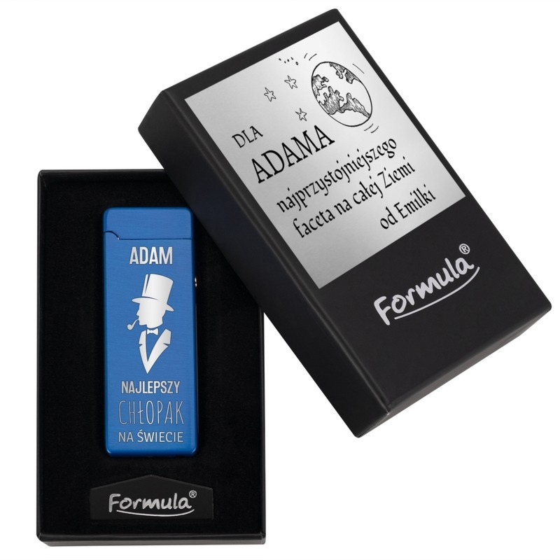 Niebieska zapalniczka plazmowa Formula na urodziny z grawerem