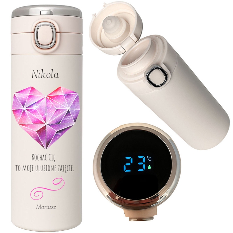 Walentynkowy kubek termiczny LED z personalizacją UV dla par