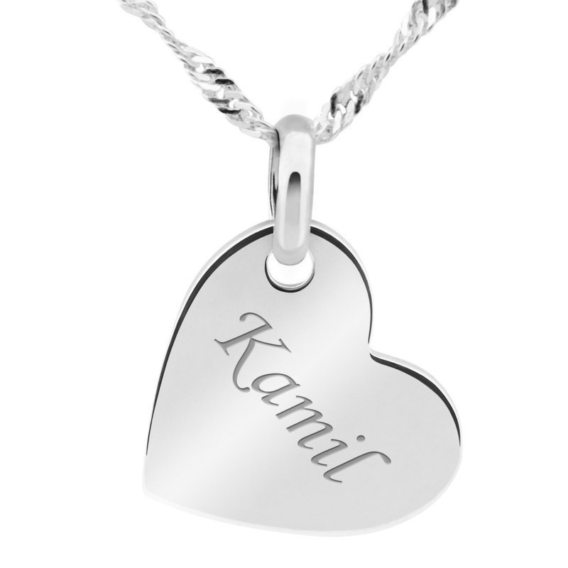 Walentynki: Srebrna zawieszka serce pr. 925 z grawerem laserowym