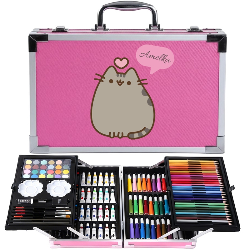 Zestaw plastyczny dla dziewczynki w różowej walizce z imieniem – 145 elementów