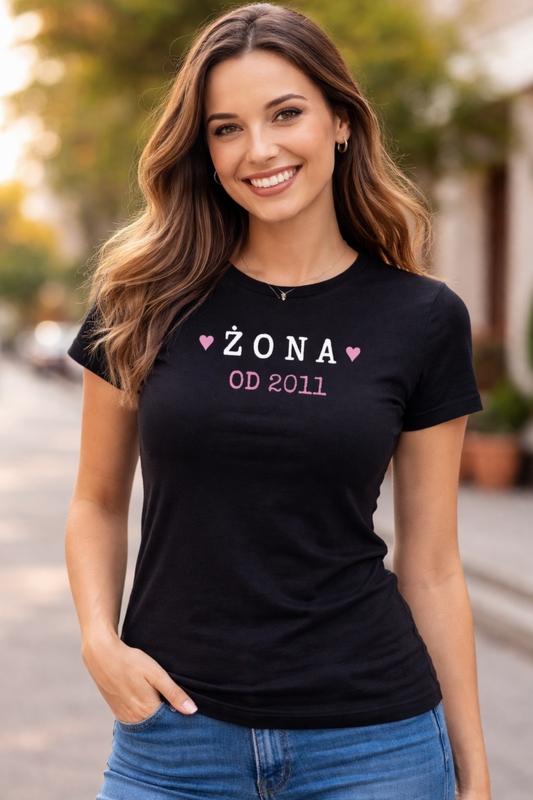 Koszulka CZARNA damska premium z własną personalizacją – idealna na Dzień Mamy