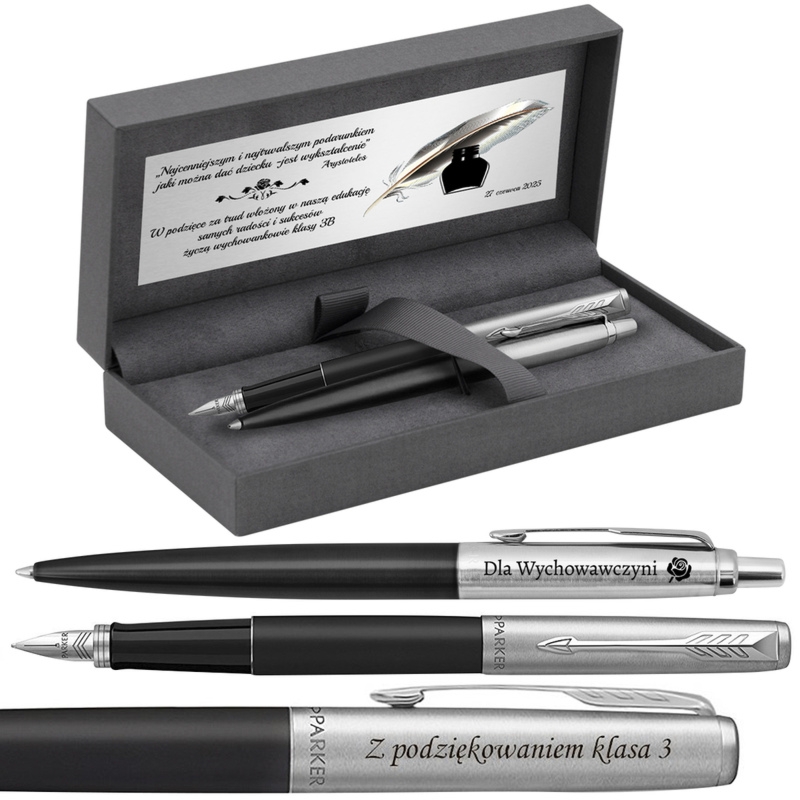 Zestaw Parker Jotter Bond Street Black dla nauczyciela z grawerem