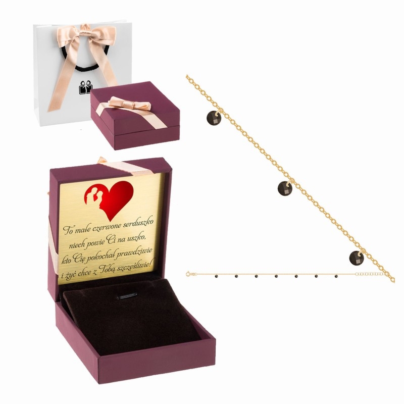 Prezent dla kobiety: złota bransoletka 585 z dedykacją w pudełku