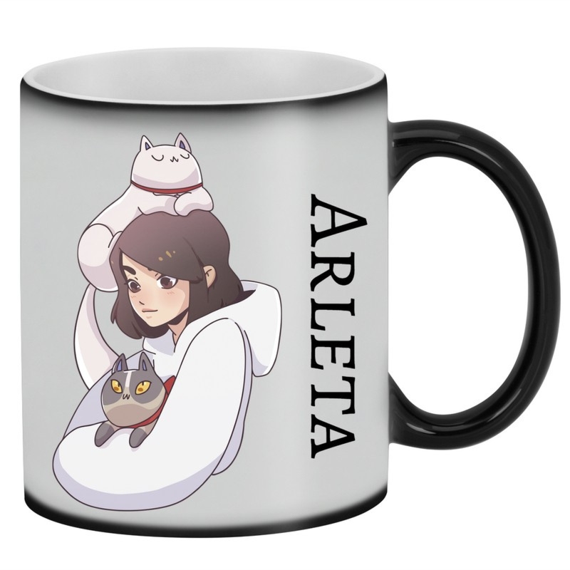 Matowy kubek zmieniający kolor Cat People dla kociary z imieniem