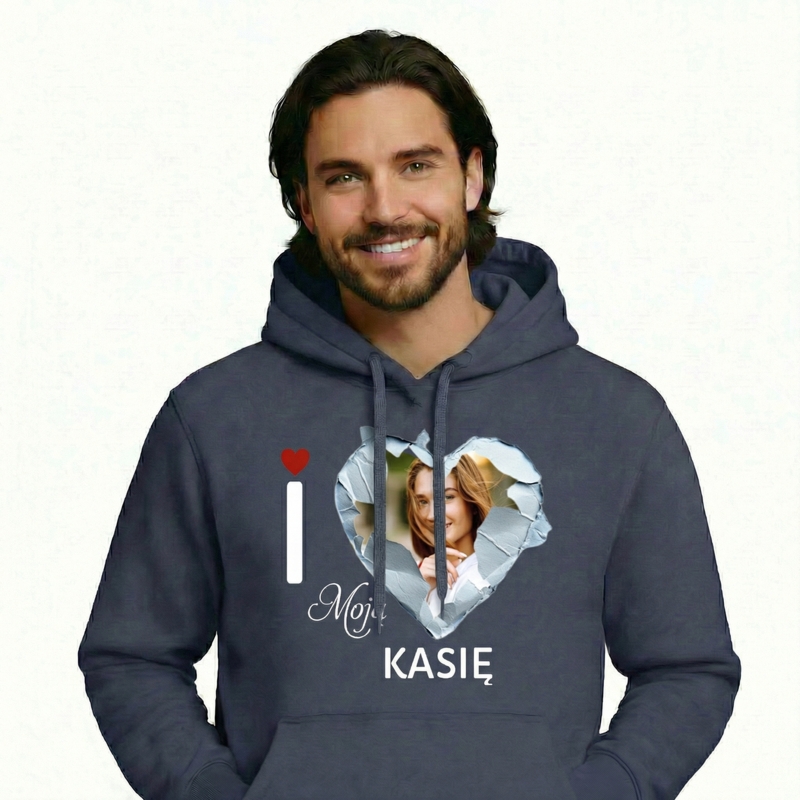 Bluza walentynkowa z nadrukiem „I love Moja Kasia” ze zdjęciem