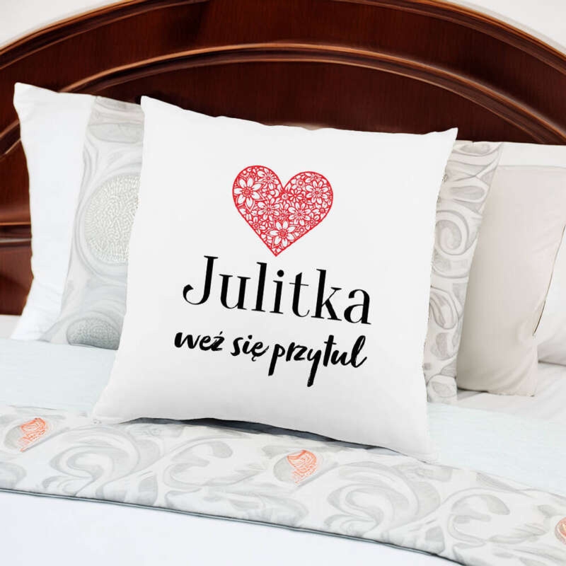 Poduszka na Dzień Kobiet Weź się przytul z imieniem, matowa poszewka