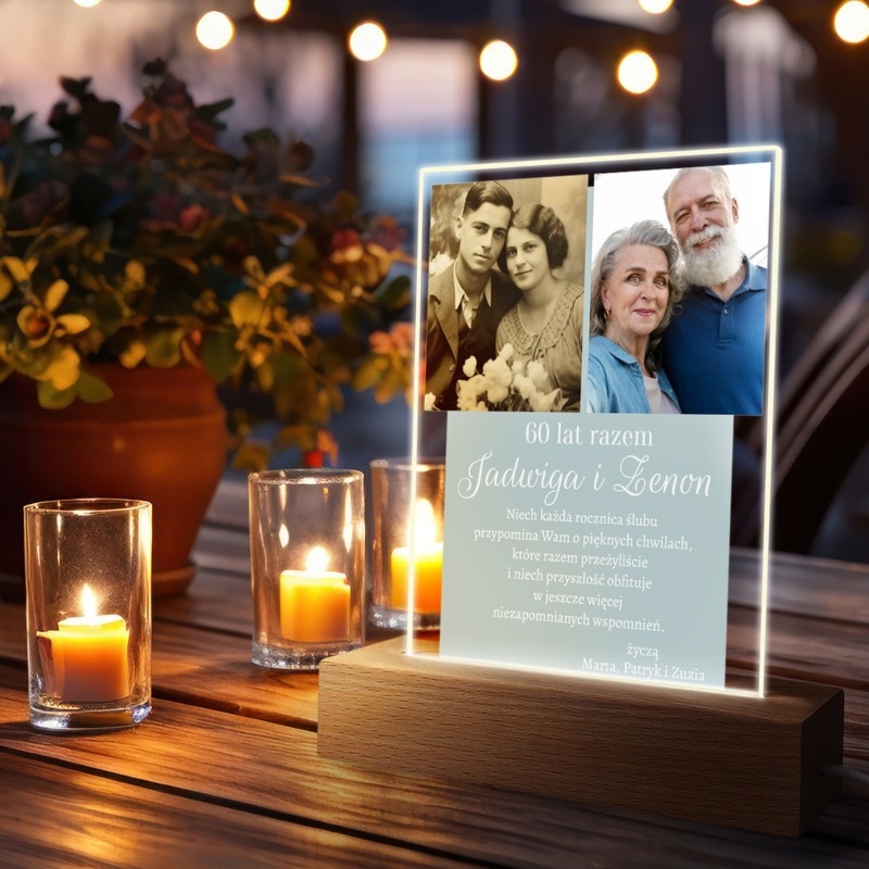 Rocznica ślubu – podświetlana ramka LED na zdjęcie z personalizacją