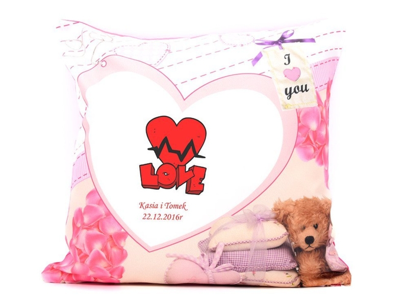 Foto poduszka jasiek Serce z Twoim nadrukiem jednostronnym