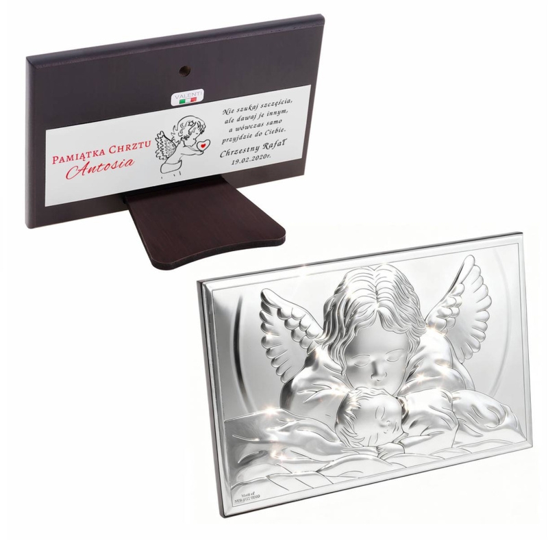 Na chrzest i roczek: obrazek Anioł Stróż z dedykacją Valenti&Co