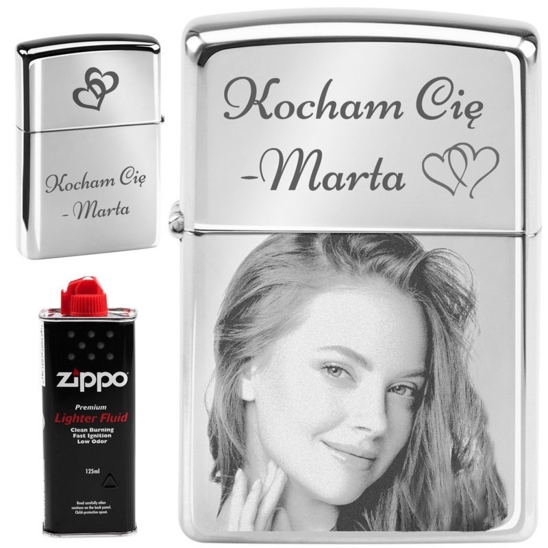 Zapalniczka Zippo 250 High Polish Chrome z grawerem i etui