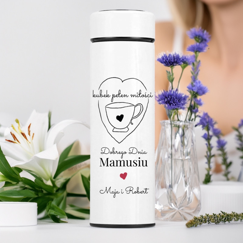 Kubek termiczny z wyświetlaczem LED i personalizowanym nadrukiem UV