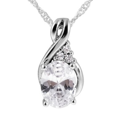 Komplet srebrny 925 łezka z białymi cyrkoniami na prezent