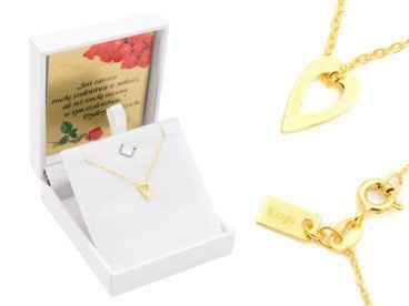 Walentynki: Pozłacany naszyjnik serce 925 z grawerem w etui