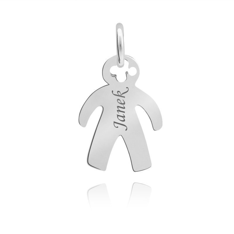 Na narodziny dziecka srebrny wisiorek chłopiec 925 z grawerem