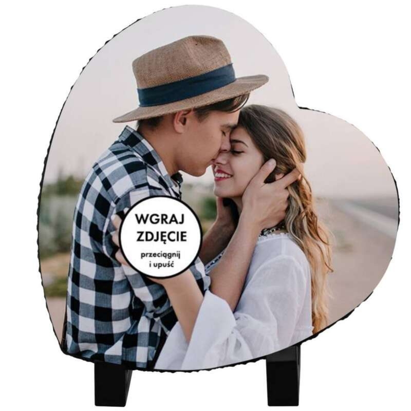 Walentynki Statuetka serce ze zdjęciem z fotogranitu UV