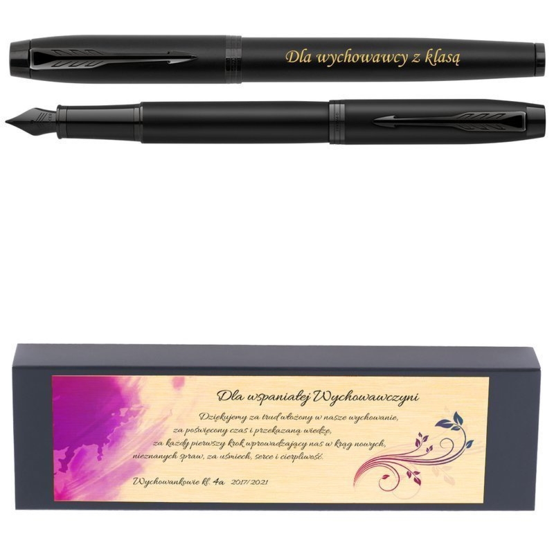 Pióro wieczne Parker IM Achromatic Czarny Mat z grawerem i dedykacją