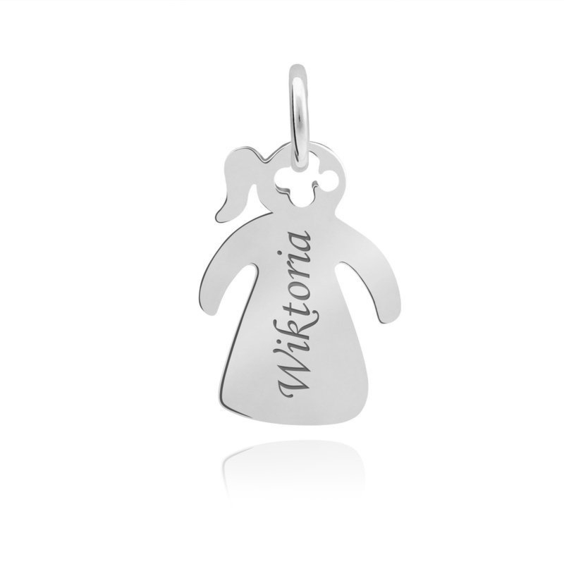 Na urodziny srebrny wisiorek dziewczynka 925 z grawerem imienia