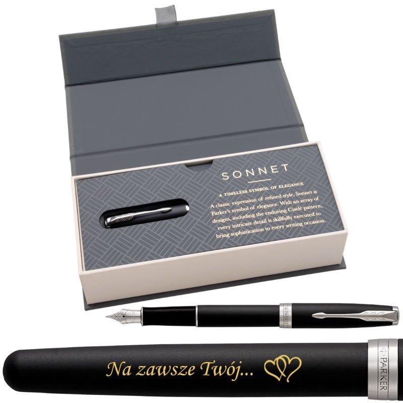 Pióro wieczne Parker Sonnet CT Czarny Mat z grawerem w etui