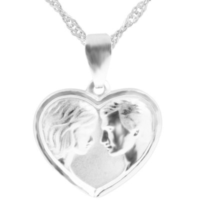 Walentynki: Wisiorek Serce Zakochani srebro 925, diamentowany tył