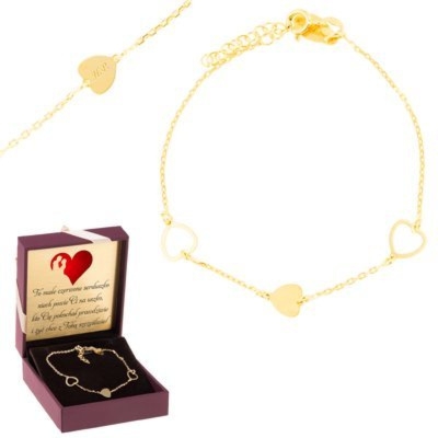 Bransoletka serduszka pozłacana srebro 925 z grawerem i dedykacją