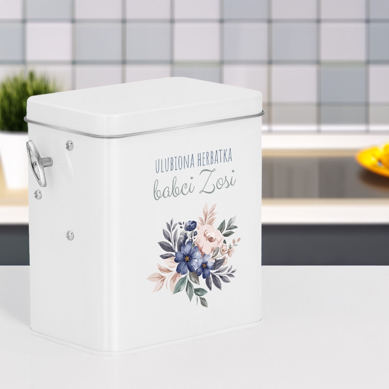 Pozytywka w białym pudełku z personalizowanym nadrukiem dla babci