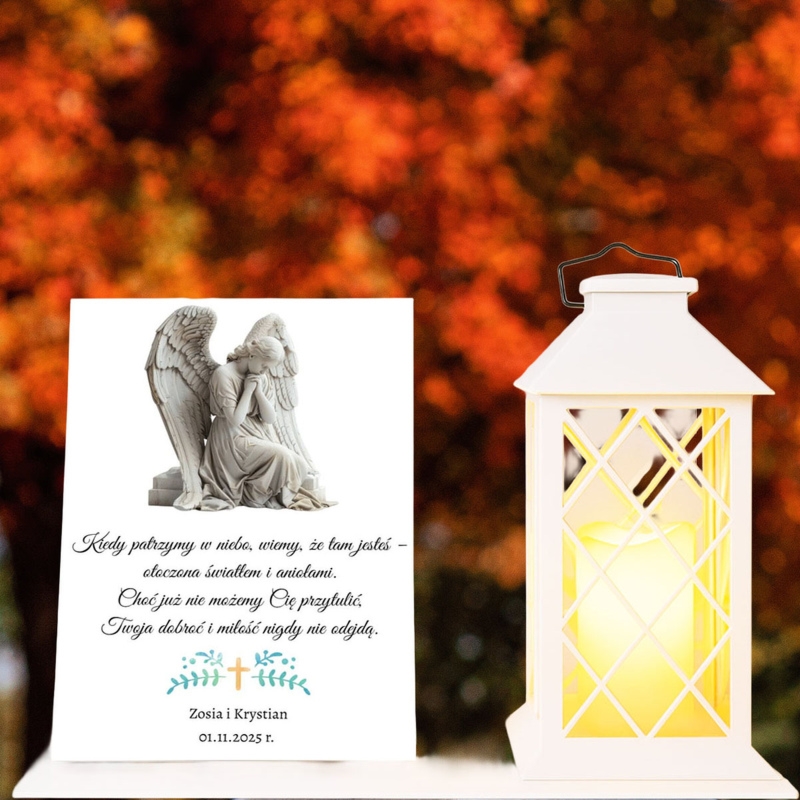 Zestaw na grób dla Rodziców – solarny lampion LED, personalizacja
