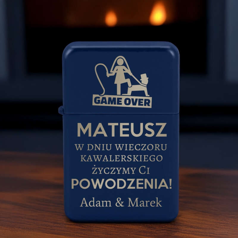 Zapalniczka benzynowa Tasman granatowy-matowy Windproof z grawerem
