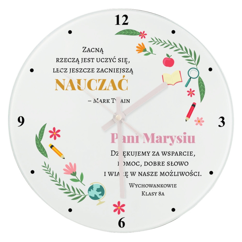 Zakończenie roku: szklany zegar dla nauczyciela z personalizacją